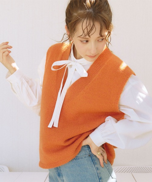 titivate（ティティベイト）の「ﾘﾎﾞﾝ付ｼｬﾂﾌﾞﾗｳｽ（シャツ/ブラウス・レディース・ブルー/ピンク/オフホワイト・FREE）」の8枚目の写真