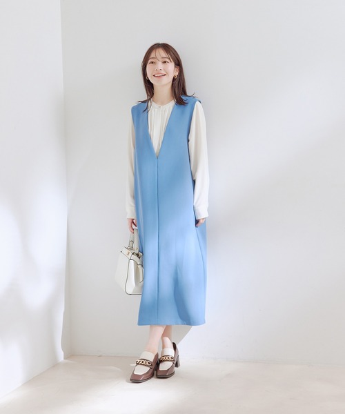 VIS(ビス)の「【洗える・防シワ】フロントタック長袖ブラウス(シャツ/ブラウス・レディース・ホワイト/ブラック/ピンク/ライトグリーン/ラベンダー/ホワイト系その他/ピンク系その他・L/M)」の11枚目の写真