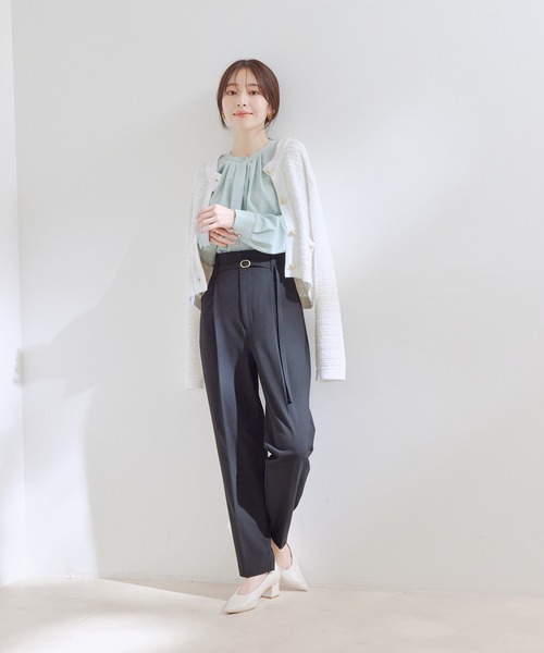 VIS(ビス)の「【洗える・防シワ】フロントタック長袖ブラウス(シャツ/ブラウス・レディース・ホワイト/ブラック/ピンク/ライトグリーン/ラベンダー/ホワイト系その他/ピンク系その他・L/M)」の13枚目の写真