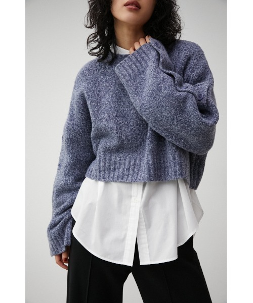 AZUL by moussy（アズールバイマウジー）の「2WAY BUTTON DESIGN SLEEVE KNIT/2WAYボタンデザインスリーブニット（ニット/セーター・レディース・オフホワイト/グレー/ネイビー・FREE）」の3枚目の写真