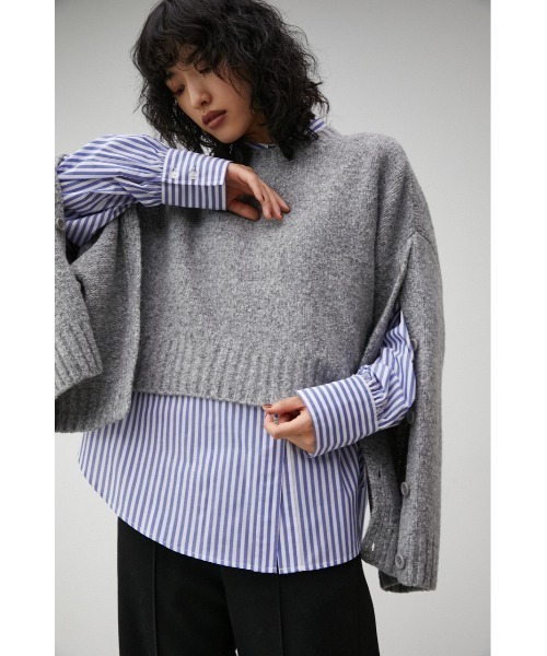 AZUL by moussy（アズールバイマウジー）の「2WAY BUTTON DESIGN SLEEVE KNIT/2WAYボタンデザインスリーブニット（ニット/セーター・レディース・オフホワイト/グレー/ネイビー・FREE）」の15枚目の写真