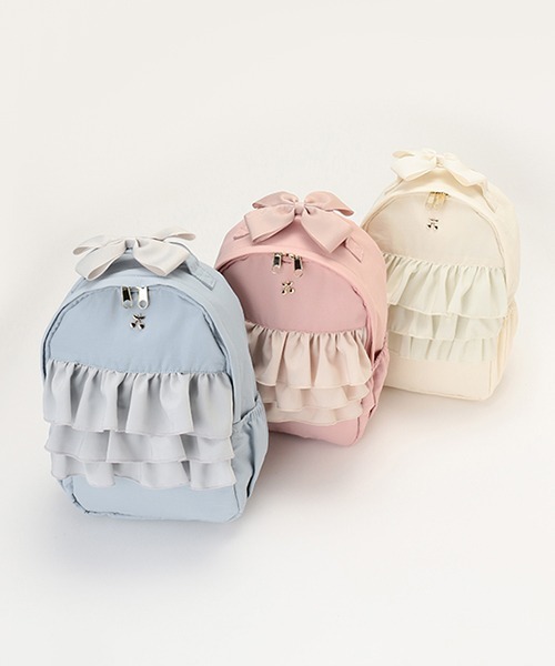 petit main（プティマイン）の「シフォンフリルリュック（バックパック/リュック・キッズ・アイボリー/ライトピンク/サックスブルー・S/M）」の7枚目の写真