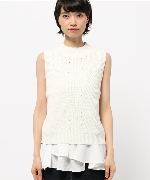 DouDou（ドゥドゥ）の「【DouDou】インナーペプラムタンク付ニット（ニット/セーター・レディース・オフホワイト/カーキ/ブラック・FREE）」の11枚目の写真