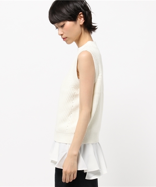 DouDou（ドゥドゥ）の「【DouDou】インナーペプラムタンク付ニット（ニット/セーター・レディース・オフホワイト/カーキ/ブラック・FREE）」の12枚目の写真