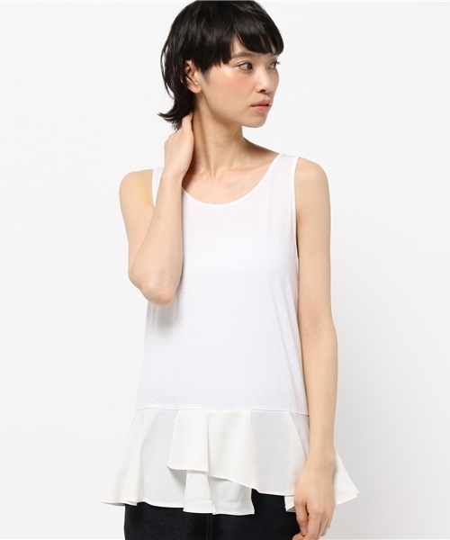 DouDou（ドゥドゥ）の「【DouDou】インナーペプラムタンク付ニット（ニット/セーター・レディース・オフホワイト/カーキ/ブラック・FREE）」の8枚目の写真