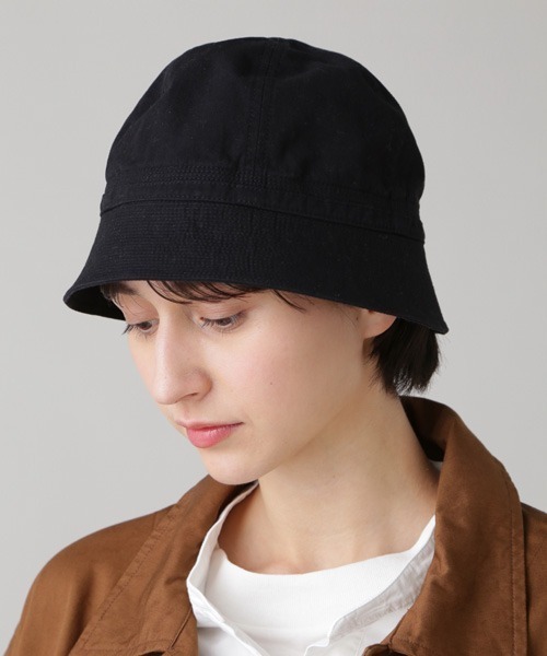 MHL.(エムエイチエル)の「WASHED VINTAGE COTTON POPLIN(ハット・レディース・ブラック/カーキ・FREE)」の2枚目の写真