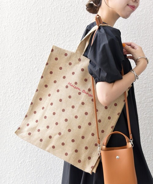 MAISON BENGAL（マイソンベンガル）の「【SHIPS any別注】MAISON BENGAL: ドット マルシェ トートバッグ（トートバッグ・レディース・ブラック/キャメル・ONE SIZE）」の15枚目の写真