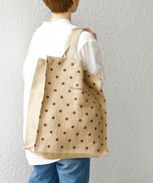 MAISON BENGAL（マイソンベンガル）の「【SHIPS any別注】MAISON BENGAL: ドット マルシェ トートバッグ（トートバッグ・レディース・ブラック/キャメル・ONE SIZE）」の3枚目の写真