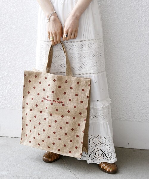 MAISON BENGAL（マイソンベンガル）の「【SHIPS any別注】MAISON BENGAL: ドット マルシェ トートバッグ（トートバッグ・レディース・ブラック/キャメル・ONE SIZE）」の12枚目の写真