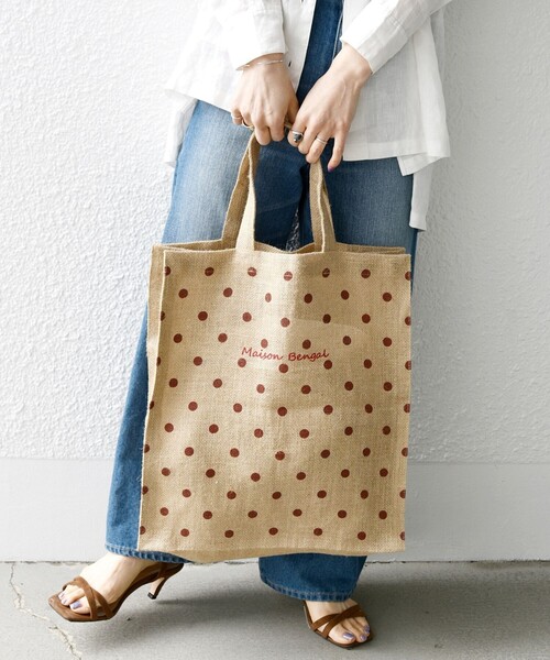 MAISON BENGAL（マイソンベンガル）の「【SHIPS any別注】MAISON BENGAL: ドット マルシェ トートバッグ（トートバッグ・レディース・ブラック/キャメル・ONE SIZE）」の10枚目の写真