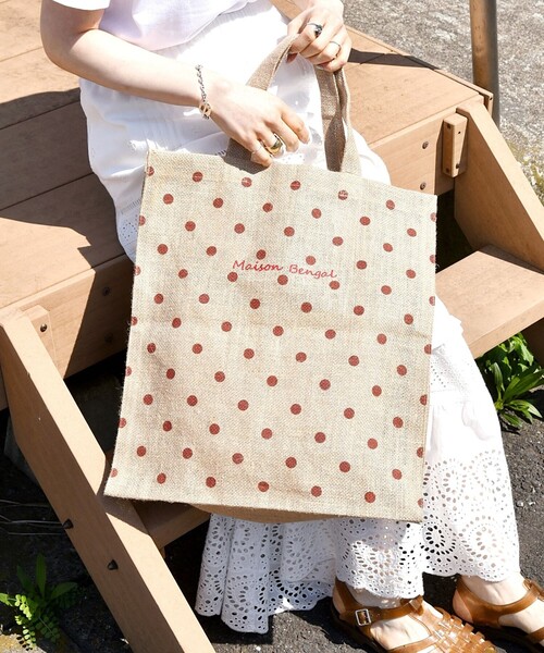 MAISON BENGAL（マイソンベンガル）の「【SHIPS any別注】MAISON BENGAL: ドット マルシェ トートバッグ（トートバッグ・レディース・ブラック/キャメル・ONE SIZE）」の8枚目の写真