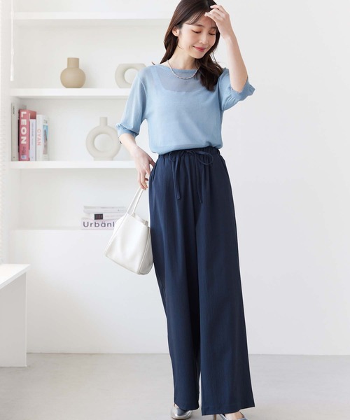 fifth(フィフス)の「ドロストワイドパンツ(その他パンツ・レディース・ベージュ/ネイビー・M)」の5枚目の写真