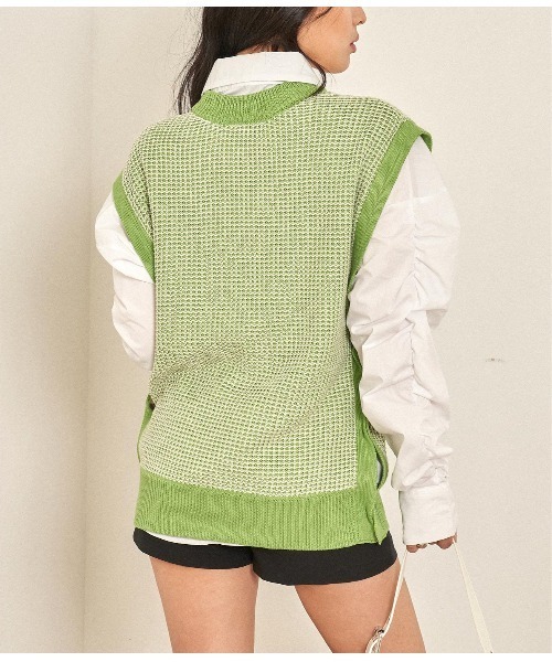 ANAP(アナップ)の「2WAYベストボレロ(ベスト・レディース・ブラック/グリーン・FREE)」の4枚目の写真
