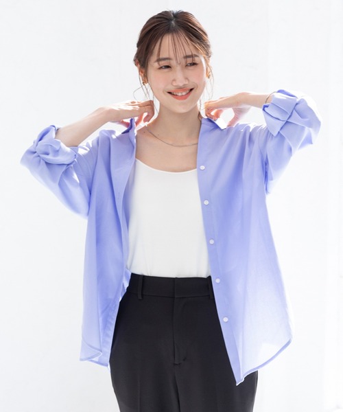 GLOBAL WORK（グローバルワーク）の「お手入れらくらくフレンチリネンシャツ/163473（シャツ/ブラウス・レディース・サックスブルー/ブラウン系その他/ピンク系その他/グレイッシュベージュ/ライトブルー/オフホワイト/ネイビー系/パープル系その他/ライトグリーン/グリーン系その他/オレンジ系その他・MEDIUM/LARGE）」の18枚目の写真