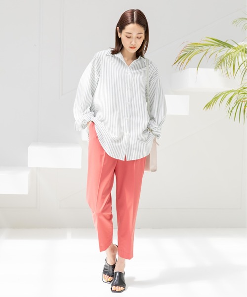 GLOBAL WORK（グローバルワーク）の「お手入れらくらくフレンチリネンシャツ/163473（シャツ/ブラウス・レディース・サックスブルー/ブラウン系その他/ピンク系その他/グレイッシュベージュ/ライトブルー/オフホワイト/ネイビー系/パープル系その他/ライトグリーン/グリーン系その他/オレンジ系その他・MEDIUM/LARGE）」の21枚目の写真