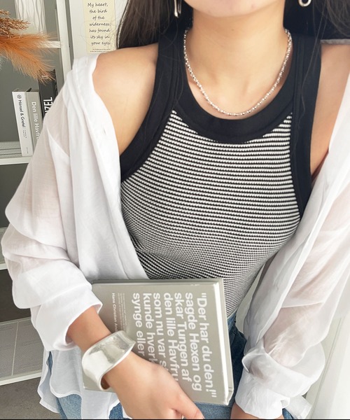 GeeRA(ジーラ)の「ワッフルボーダーアメスリタンク(タンクトップ・レディース・ピンク/ブラック/グリーン/オレンジ・X-LARGE/SMALL/LARGE/MEDIUM)」の2枚目の写真