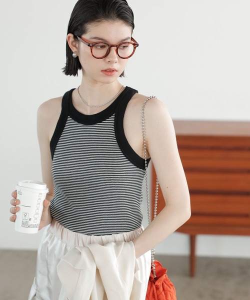 GeeRA(ジーラ)の「ワッフルボーダーアメスリタンク(タンクトップ・レディース・ピンク/ブラック/グリーン/オレンジ・X-LARGE/SMALL/LARGE/MEDIUM)」の7枚目の写真