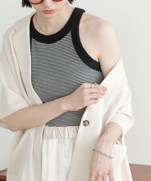 GeeRA(ジーラ)の「ワッフルボーダーアメスリタンク(タンクトップ・レディース・ピンク/ブラック/グリーン/オレンジ・X-LARGE/SMALL/LARGE/MEDIUM)」の11枚目の写真