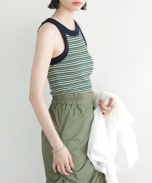 GeeRA(ジーラ)の「ワッフルボーダーアメスリタンク(タンクトップ・レディース・ピンク/ブラック/グリーン/オレンジ・X-LARGE/SMALL/LARGE/MEDIUM)」の18枚目の写真