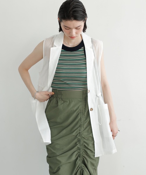 GeeRA(ジーラ)の「ワッフルボーダーアメスリタンク(タンクトップ・レディース・ピンク/ブラック/グリーン/オレンジ・X-LARGE/SMALL/LARGE/MEDIUM)」の22枚目の写真