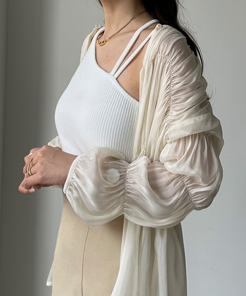 Louere（ルエレ）の「【取り外し可能パット付き】アシメショルダータンクトップ（タンクトップ・レディース・ブラック/ライトベージュ/ライトブラウン/ブラウン/ホワイト・MEDIUM/LARGE）」の11枚目の写真