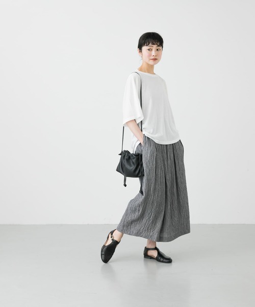 かぐれ　リネンカットギャザースカート　ブラック　フレアスカート ゆったり かぐれ（カグレ）の「リネンカットギャザースカート（スカート