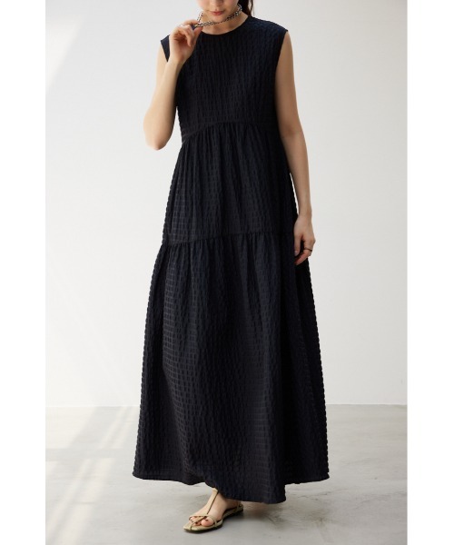 crie conforto（クリーコンフォルト）の「サッカーティアードワンピース（ワンピース・レディース・アイボリー/ブラック/ライトブルー・SMALL/MEDIUM）」の3枚目の写真