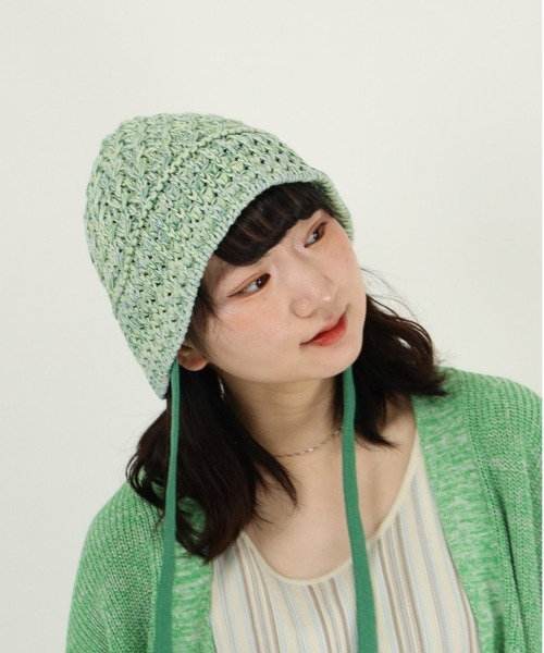 Right-on（ライトオン）の「ニットストラップゴブハット（ハット・レディース・グリーン/オレンジ/ブラック・フリー）」の2枚目の写真