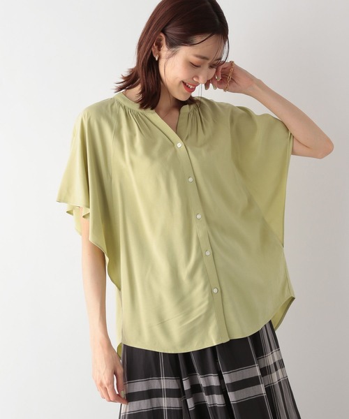 GLOBAL WORK（グローバルワーク）の「さらさらリラックスブラウス半袖/163460（シャツ/ブラウス・レディース・ライトブルー/ピンクベージュ/オフホワイト/ライトグリーン/ダークネイビー/オレンジ/ロイヤルブルー/ライトグレー/ブラック・SMALL/MEDIUM/LARGE）」の19枚目の写真