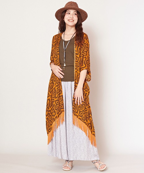 チャイハネ（チャイハネ）の「【チャイハネ】ピンクシーロングカーディガン（カーディガン/ボレロ・レディース・オレンジ/パープル/ホワイト/ブラック/ブルー・FREE）」の5枚目の写真