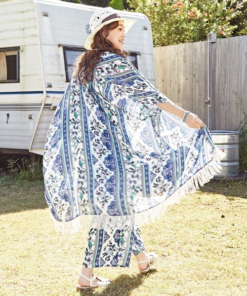 チャイハネ（チャイハネ）の「【チャイハネ】ピンクシーロングカーディガン（カーディガン/ボレロ・レディース・オレンジ/パープル/ホワイト/ブラック/ブルー・FREE）」の11枚目の写真