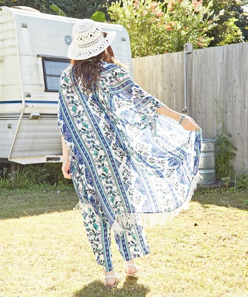 チャイハネ（チャイハネ）の「【チャイハネ】ピンクシーロングカーディガン（カーディガン/ボレロ・レディース・オレンジ/パープル/ホワイト/ブラック/ブルー・FREE）」の6枚目の写真