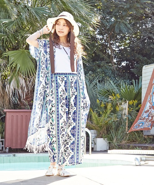 チャイハネ（チャイハネ）の「【チャイハネ】ピンクシーロングカーディガン（カーディガン/ボレロ・レディース・オレンジ/パープル/ホワイト/ブラック/ブルー・FREE）」の9枚目の写真