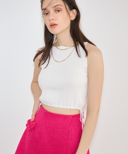 EIMY ISTOIRE（エイミーイストワール）の「シャイニーランダムリブニットキャミ（ニット/セーター・レディース・グリーン/ホワイト/イエロー/オレンジ/ブラック・FREE）」の12枚目の写真