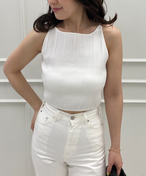 EIMY ISTOIRE（エイミーイストワール）の「シャイニーランダムリブニットキャミ（ニット/セーター・レディース・グリーン/ホワイト/イエロー/オレンジ/ブラック・FREE）」の22枚目の写真