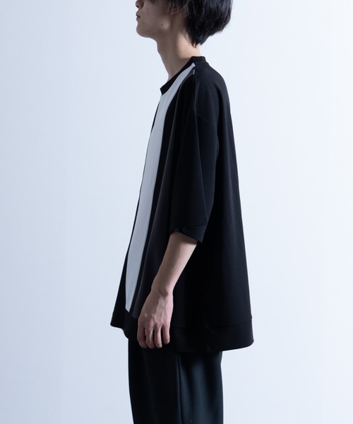 NYLAUS（ナイラス）の「ストレッチアムンゼン ブロックライン切り替え ショートスリーブ ビッグTシャツ（Tシャツ/カットソー・メンズ・ブラック/グレイッシュベージュ/グレイッシュブルー/ホワイト/チャコール・M/L）」の20枚目の写真