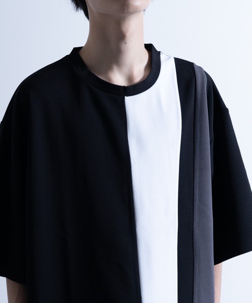 NYLAUS（ナイラス）の「ストレッチアムンゼン ブロックライン切り替え ショートスリーブ ビッグTシャツ（Tシャツ/カットソー・メンズ・ブラック/グレイッシュベージュ/グレイッシュブルー/ホワイト/チャコール・M/L）」の12枚目の写真