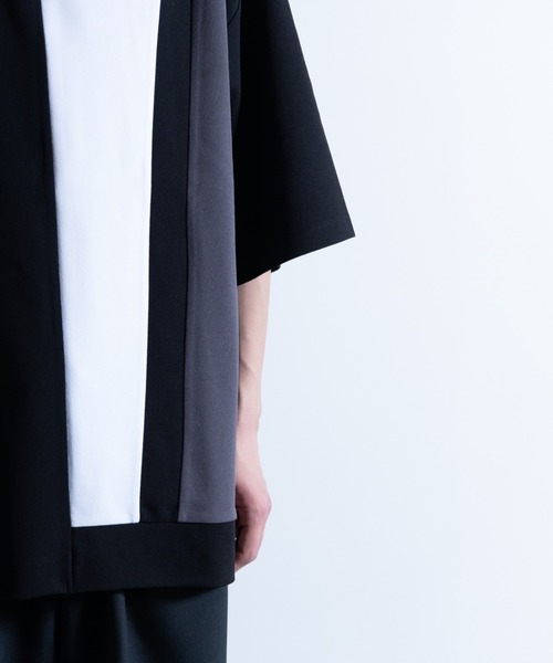 NYLAUS（ナイラス）の「ストレッチアムンゼン ブロックライン切り替え ショートスリーブ ビッグTシャツ（Tシャツ/カットソー・メンズ・ブラック/グレイッシュベージュ/グレイッシュブルー/ホワイト/チャコール・M/L）」の18枚目の写真