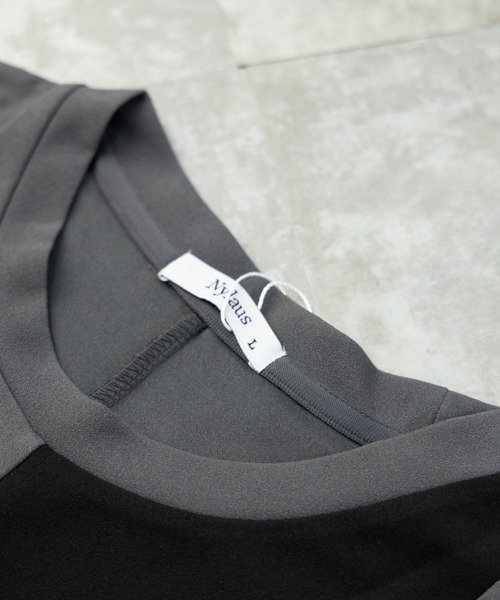 NYLAUS（ナイラス）の「ストレッチアムンゼン ブロックライン切り替え ショートスリーブ ビッグTシャツ（Tシャツ/カットソー・メンズ・ブラック/グレイッシュベージュ/グレイッシュブルー/ホワイト/チャコール・M/L）」の21枚目の写真