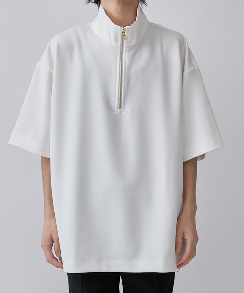 Lui's（ルイス）の「ジョーゼットハーフZIP5分袖カットソー（Tシャツ/カットソー・メンズ・ホワイト/ブラック/グレー系その他/ネイビー・FREE）」の11枚目の写真