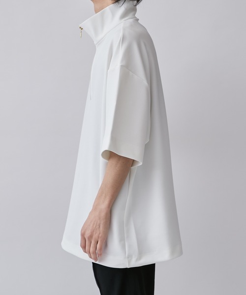 Lui's（ルイス）の「ジョーゼットハーフZIP5分袖カットソー（Tシャツ/カットソー・メンズ・ホワイト/ブラック/グレー系その他/ネイビー・FREE）」の12枚目の写真