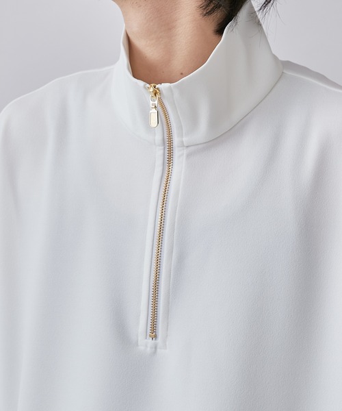 Lui's（ルイス）の「ジョーゼットハーフZIP5分袖カットソー（Tシャツ/カットソー・メンズ・ホワイト/ブラック/グレー系その他/ネイビー・FREE）」の14枚目の写真
