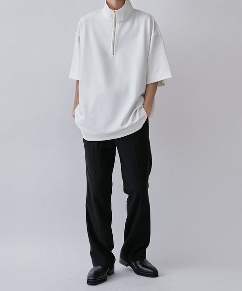 Lui's（ルイス）の「ジョーゼットハーフZIP5分袖カットソー（Tシャツ/カットソー・メンズ・ホワイト/ブラック/グレー系その他/ネイビー・FREE）」の8枚目の写真