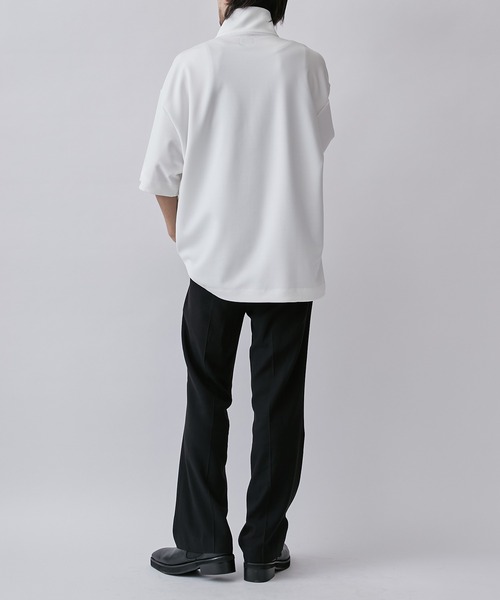 Lui's（ルイス）の「ジョーゼットハーフZIP5分袖カットソー（Tシャツ/カットソー・メンズ・ホワイト/ブラック/グレー系その他/ネイビー・FREE）」の9枚目の写真