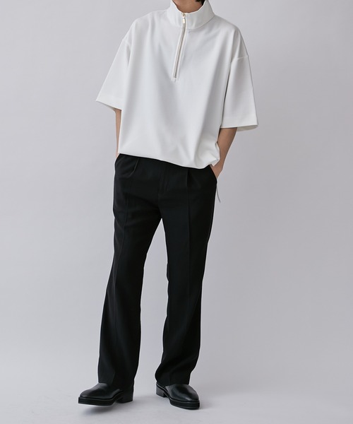 Lui's（ルイス）の「ジョーゼットハーフZIP5分袖カットソー（Tシャツ/カットソー・メンズ・ホワイト/ブラック/グレー系その他/ネイビー・FREE）」の10枚目の写真
