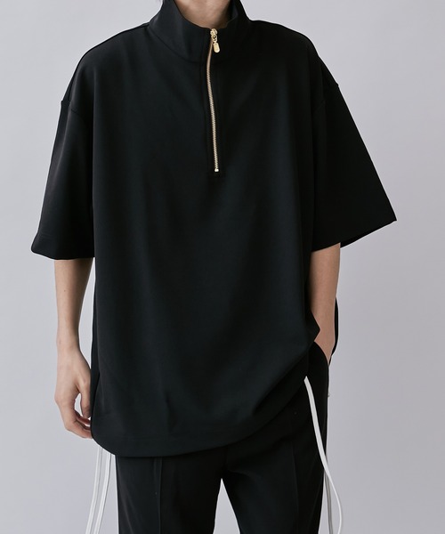 Lui's（ルイス）の「ジョーゼットハーフZIP5分袖カットソー（Tシャツ/カットソー・メンズ・ホワイト/ブラック/グレー系その他/ネイビー・FREE）」の19枚目の写真