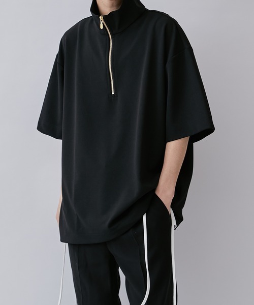 Lui's（ルイス）の「ジョーゼットハーフZIP5分袖カットソー（Tシャツ/カットソー・メンズ・ホワイト/ブラック/グレー系その他/ネイビー・FREE）」の20枚目の写真