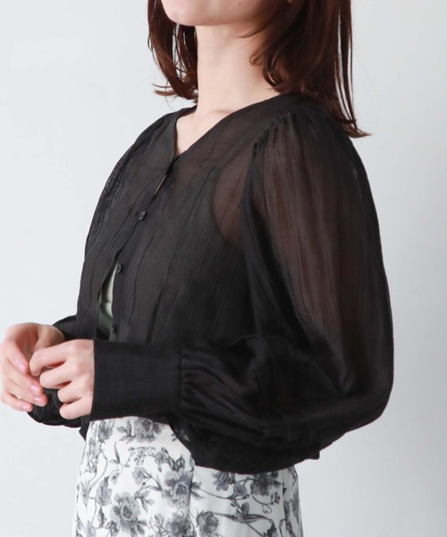 archives(アルシーヴ)の「2WAYコンパクトシアーブラウス(シャツ/ブラウス・レディース・ブラック/ブルー/オレンジ/オフホワイト・MEDIUM)」の1枚目の写真