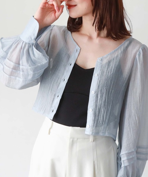 archives(アルシーヴ)の「2WAYコンパクトシアーブラウス(シャツ/ブラウス・レディース・ブラック/ブルー/オレンジ/オフホワイト・MEDIUM)」の21枚目の写真