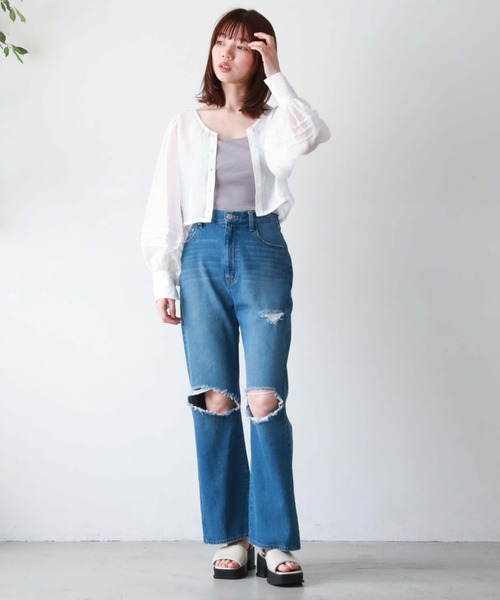 archives(アルシーヴ)の「2WAYコンパクトシアーブラウス(シャツ/ブラウス・レディース・ブラック/ブルー/オレンジ/オフホワイト・MEDIUM)」の10枚目の写真